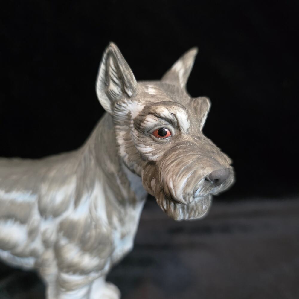 Vintage Andrea by Sadek #7733 Schnauzer  Porcelain Dog Figurine 7"x6"x2" EUC
